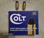 RARE Run of COLT Ammo 380Auto 80gr Solid Copper Hollow Point Vel 1075 ft/sec  20 Boxes
